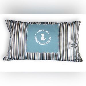 I Love You More Than Bacon 16 x 26 Bolster Dog Lover Striped NEW Throw Pillow